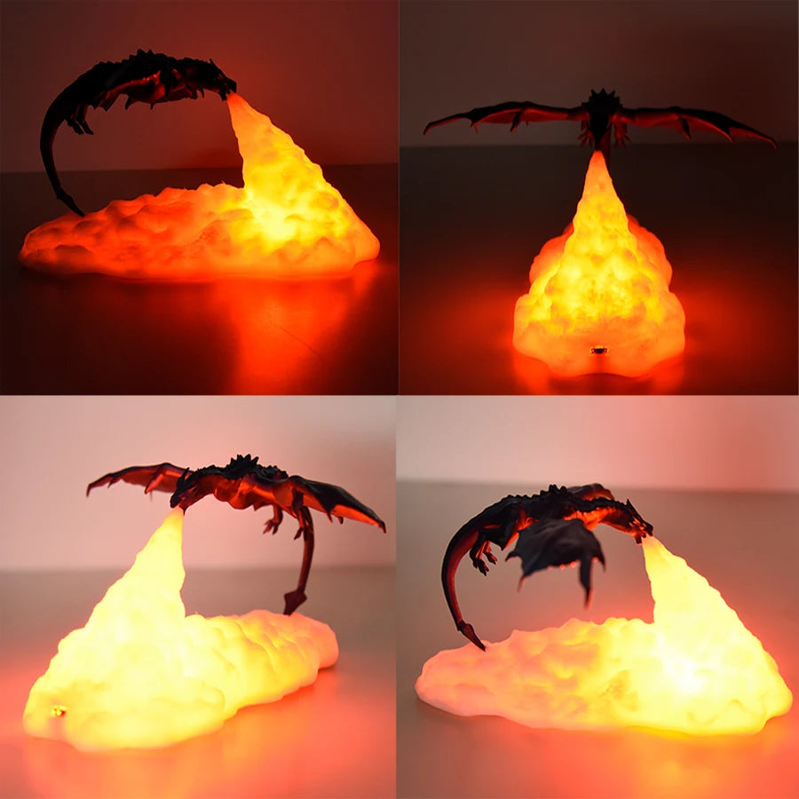 Lampe LED 3D Dragon de Feu et de Glace – Décoration de Chambre Mythique Rechargeable