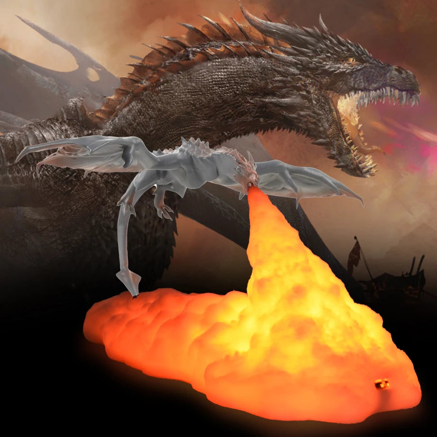 Lampe LED 3D Dragon de Feu et de Glace – Décoration de Chambre Mythique Rechargeable