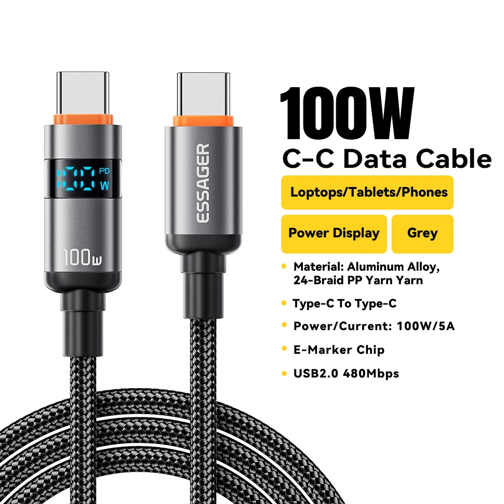 Power Without Limits — Ultra-Power 100W USB-C Charging Cable with Smart Display