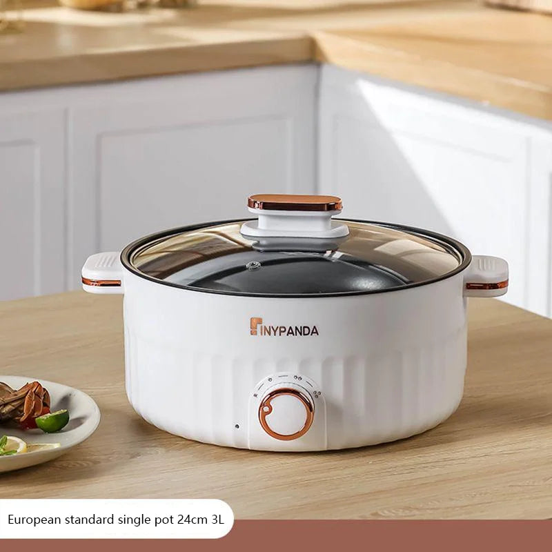 Compact Electric Hot Pot Cooker – Portable Double Layer Non-Stick Pan