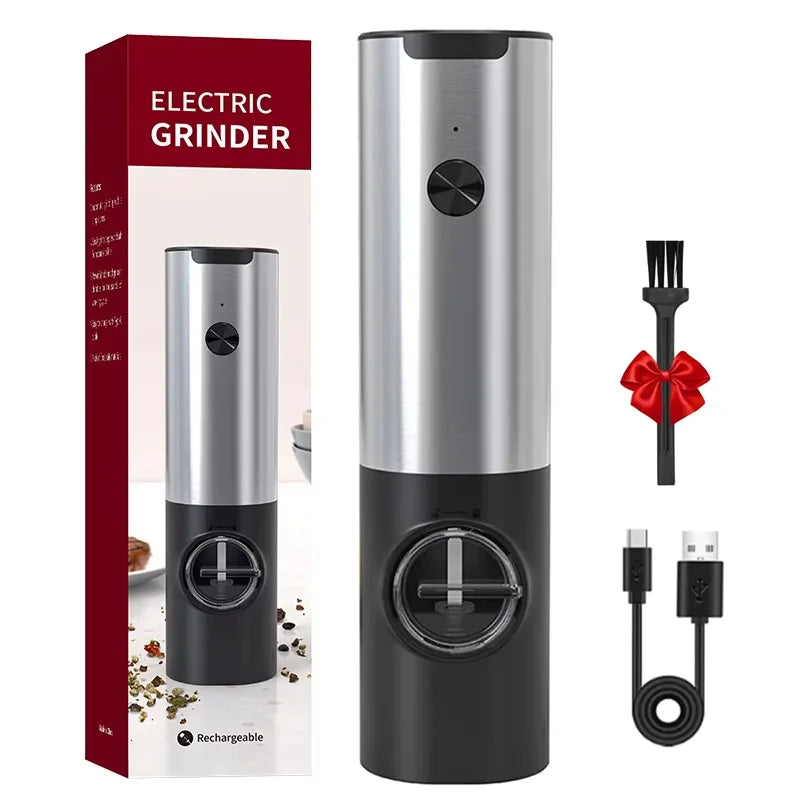 Electric Salt & Pepper Grinder Set – USB Rechargeable with LED Light