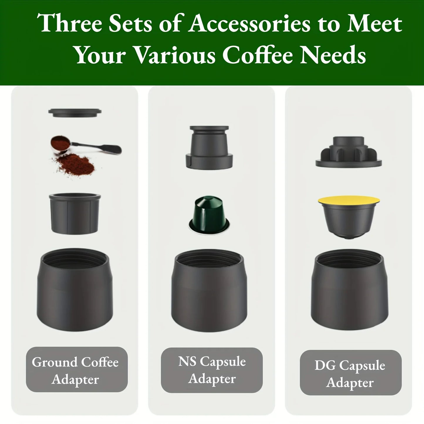 Machine à expresso manuelle portable 3 en 1 – Pour café moulu et en capsules