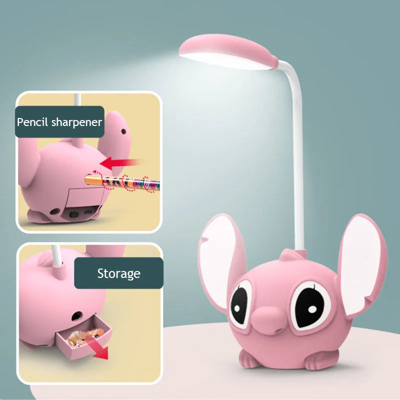 Lampe de bureau LED Disney Stitch – Lampe USB pliable et taille-crayon