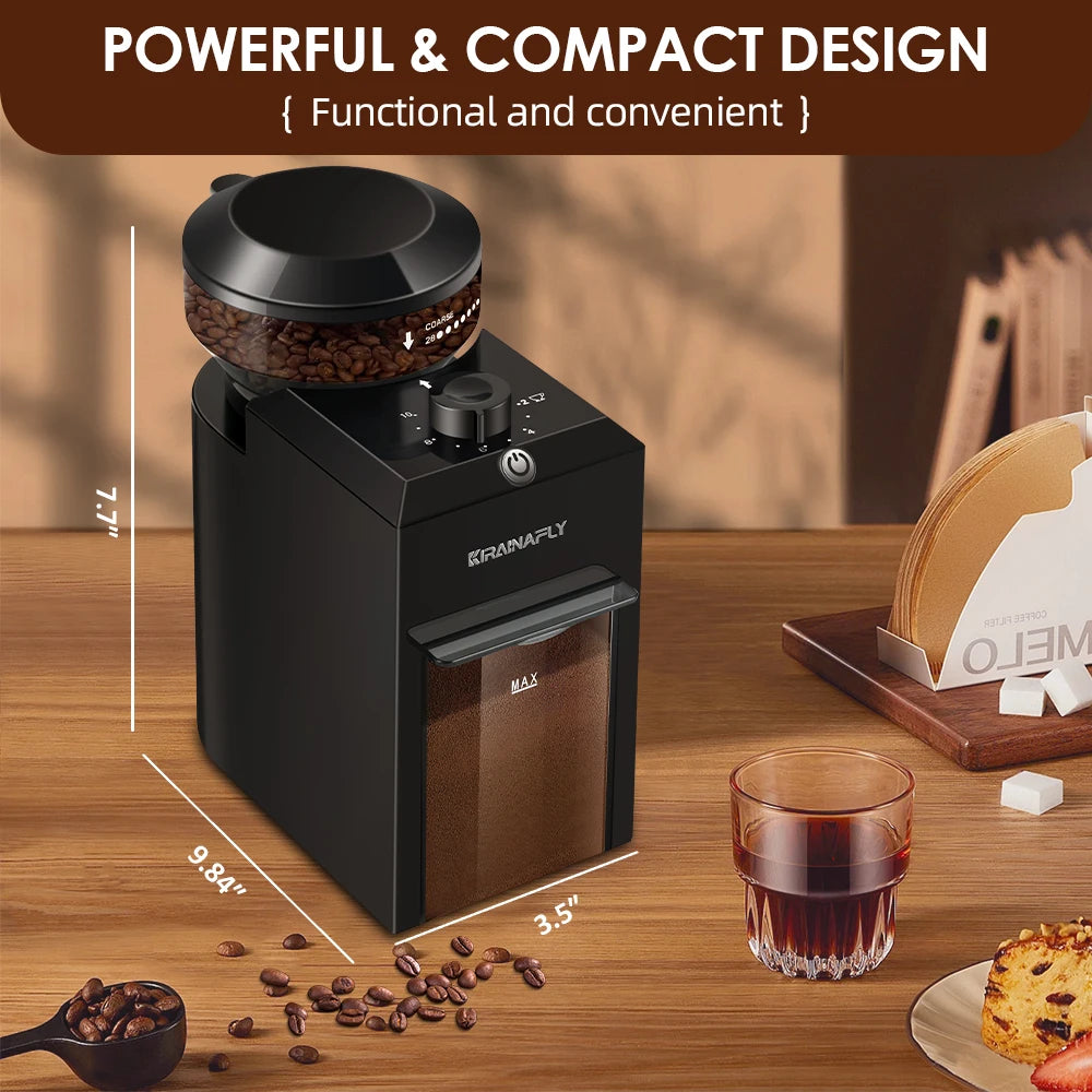 Automatic Conical Burr Grinder – Adjustable 28-Gear for Espresso & French Press