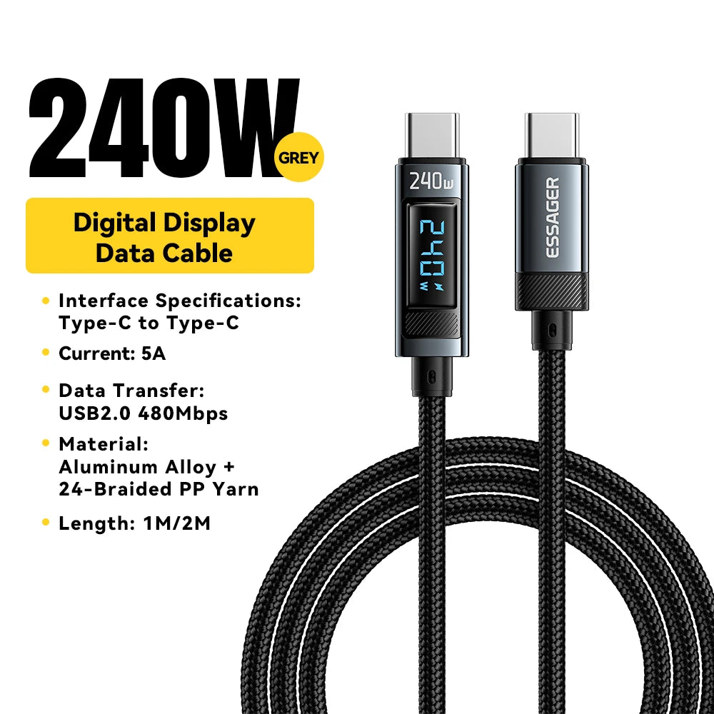 Un cable. Potencia total: cable de carga ultrarrápida USB-C PD 3.1 de 240 W