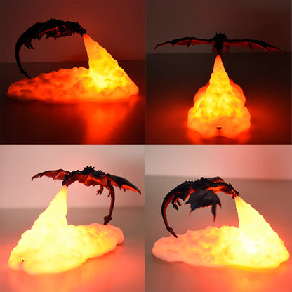 Lampe LED 3D Dragon de Feu et de Glace – Décoration de Chambre Mythique Rechargeable