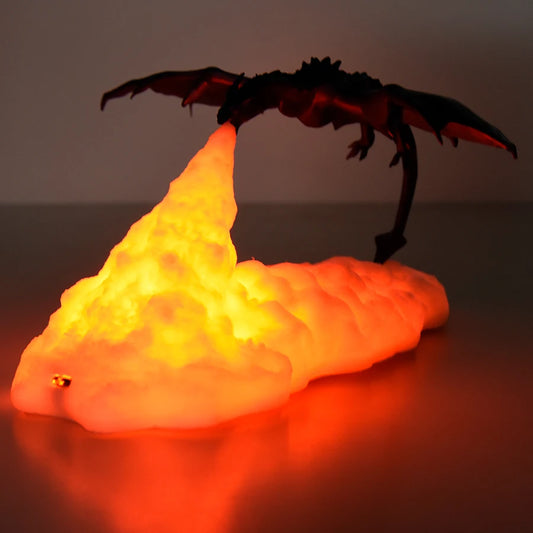 Lampe LED 3D Dragon de Feu et de Glace – Décoration de Chambre Mythique Rechargeable