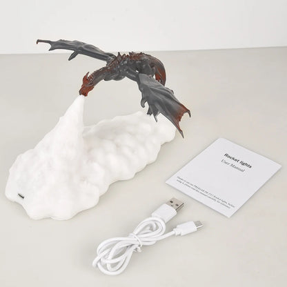Lampe LED 3D Dragon de Feu et de Glace – Décoration de Chambre Mythique Rechargeable