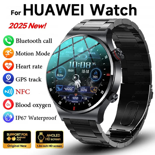 NFC Business Smartwatch 2025 — AMOLED HD Display, GPS & Heart Rate