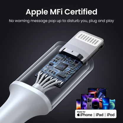 Cable USB-C a Lightning UGREEN con certificación Apple MFi y carga rápida PD de 20 W/30 W para iPhone 14/13/12