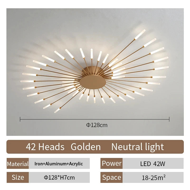 Modern Nordic LED Ceiling Light – Fireworks Style Living Room Chandelier