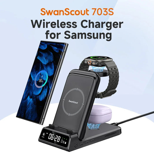 SwanScout 703S 3-in-1 Wireless Charging Station for Samsung Galaxy & Watch