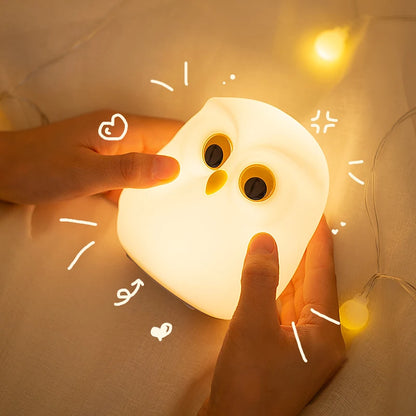 kids night light, owl night lamp, children bedroom lamp, cute night light