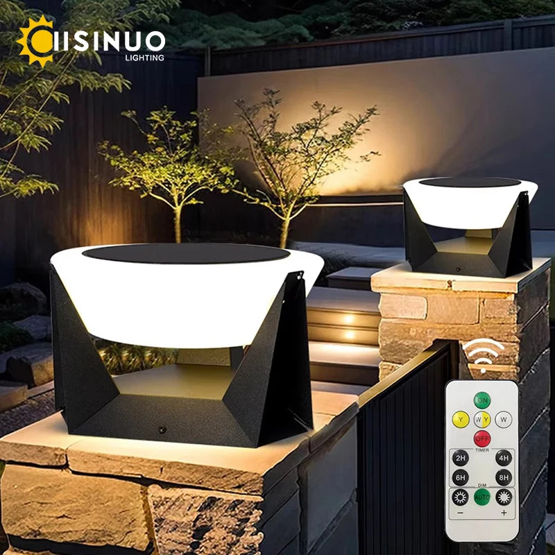 Elegant Solar Pillar Light – Warm White 3000K Outdoor Lighting for Patio, Fence & Landscape