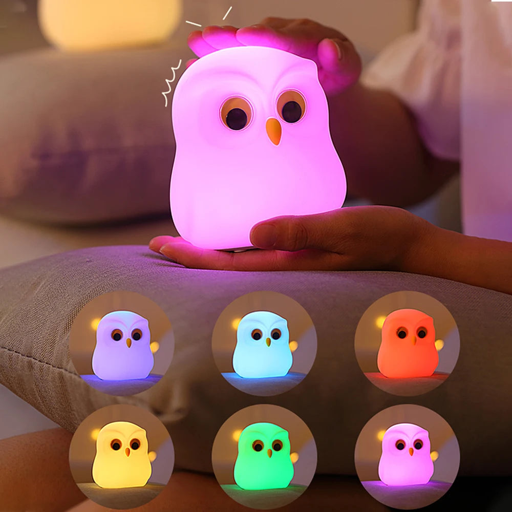 kids night light, owl night lamp, children bedroom lamp, cute night light