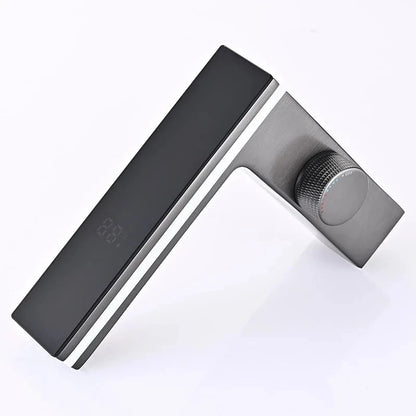Grifo de lavabo de baño con pantalla digital, grifo inteligente LED de latón para lavabo de montaje en cubierta, mezclador de agua fría y caliente, grifo de tocador
