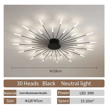 Modern Nordic LED Ceiling Light – Fireworks Style Living Room Chandelier