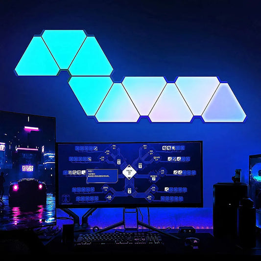 LED Triangular Quantum Wall Light – RGB Smart Music Sync Lamp