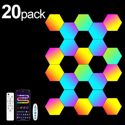 RGB Smart Hexagon Wall Lights – App Control Music Sync Ambient Lamp