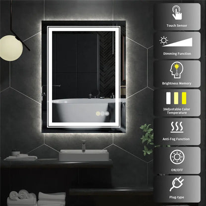 EclipseLux LED Bathroom Mirror – Touch Sensor, Dimmable Lighting & Anti-Fog Clarity