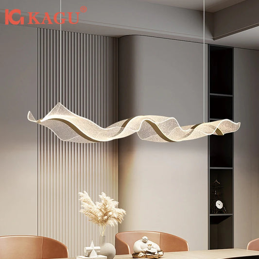 Nordic Creative LED Wave Chandelier – Contemporary Dining Room Hanging Light