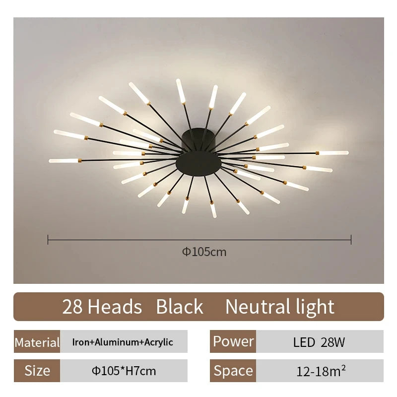 Modern Nordic LED Ceiling Light – Fireworks Style Living Room Chandelier