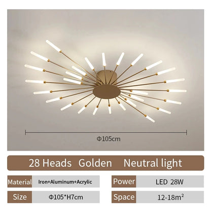 Modern Nordic LED Ceiling Light – Fireworks Style Living Room Chandelier