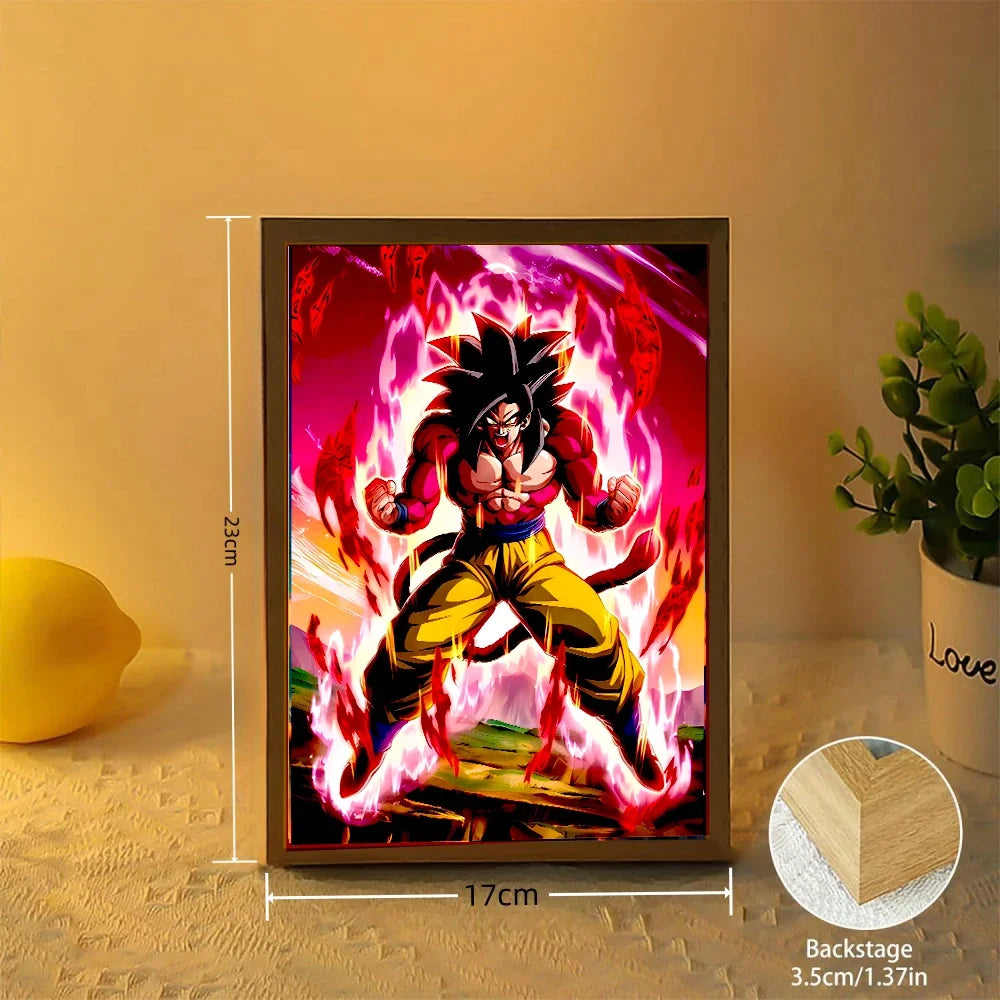 Dragon Ball Z LED Art Frame – Goku Action Figure Night Light & Room Decor