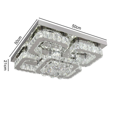 Luxury Crystal LED Ceiling Light Fixture – Contemporary Flush Mount with Adjustable Cool White Lighting