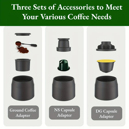 Machine à expresso manuelle portable 3 en 1 – Pour café moulu et en capsules