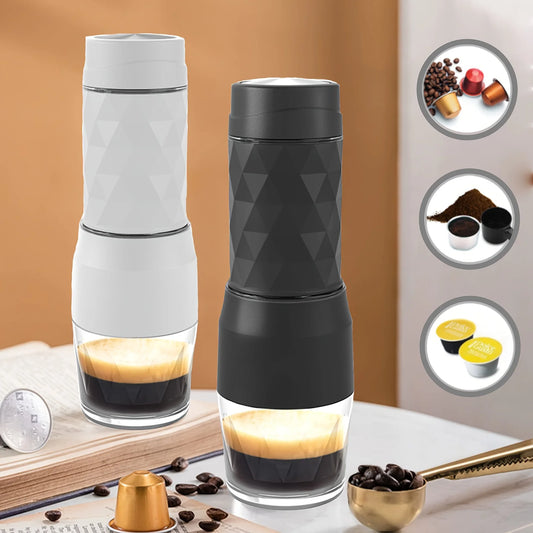 Machine à expresso manuelle portable 3 en 1 – Pour café moulu et en capsules