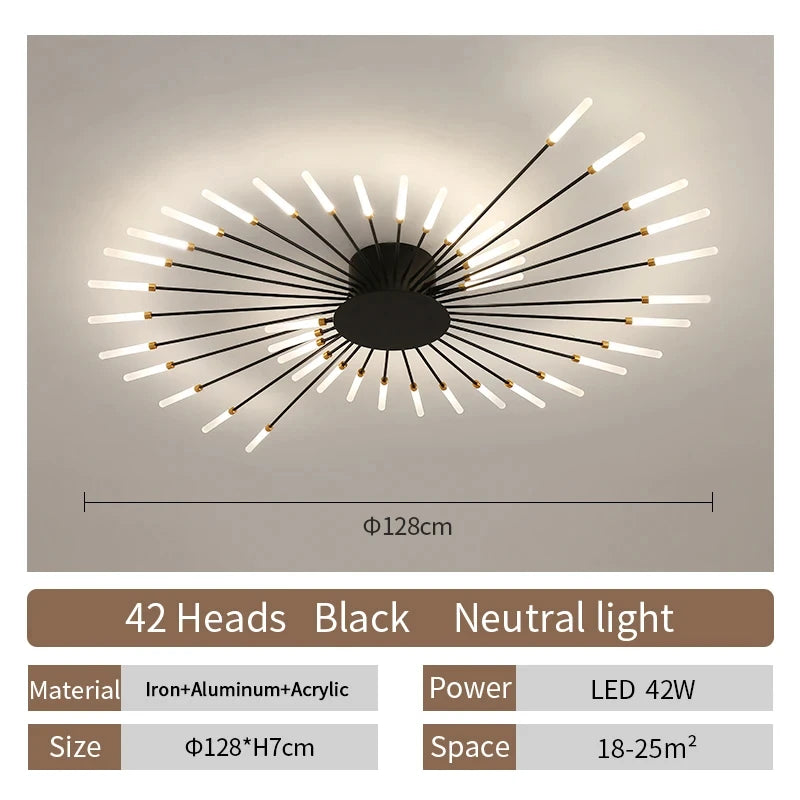 Modern Nordic LED Ceiling Light – Fireworks Style Living Room Chandelier