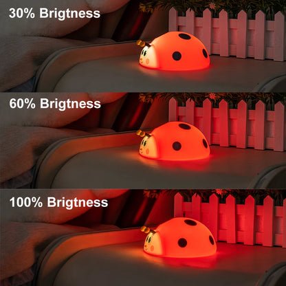 Cute Ladybird Silicone Night Light – USB Rechargeable Touch Lamp for Kids