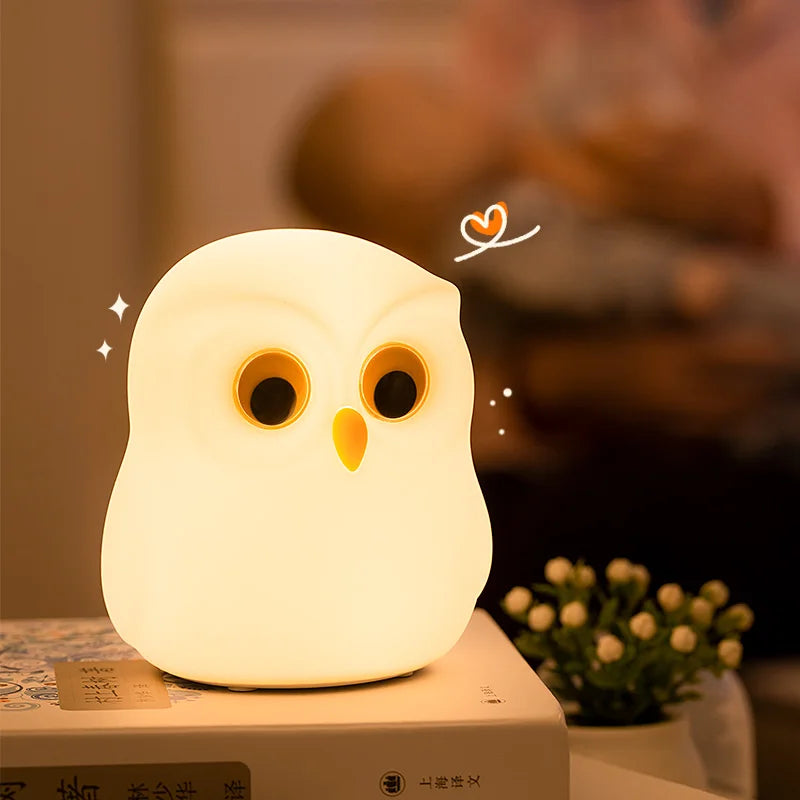 kids night light, owl night lamp, children bedroom lamp, cute night light