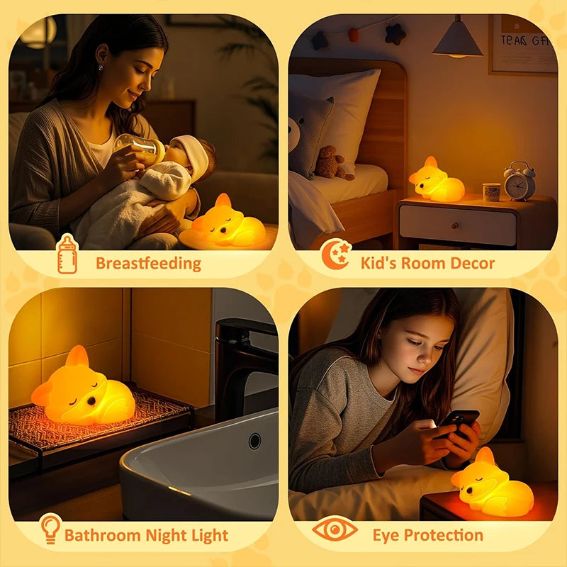 SoftGlow Fox Night Lamp – Touch Control Rechargeable Night Light for Nursery