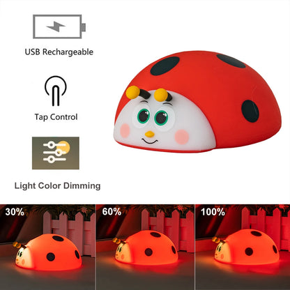 Cute Ladybird Silicone Night Light – USB Rechargeable Touch Lamp for Kids