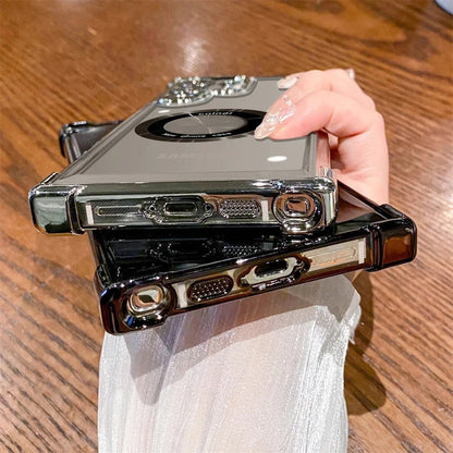 LuxeMag Elite MagSafe Case – Plated Transparent Shockproof Cover for Samsung Galaxy S20–S25