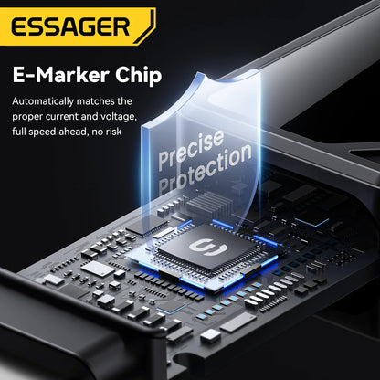 Cable de carga ESSAGER Premium USB-C a USB-C PD de 100 W con pantalla digital para dispositivos Apple