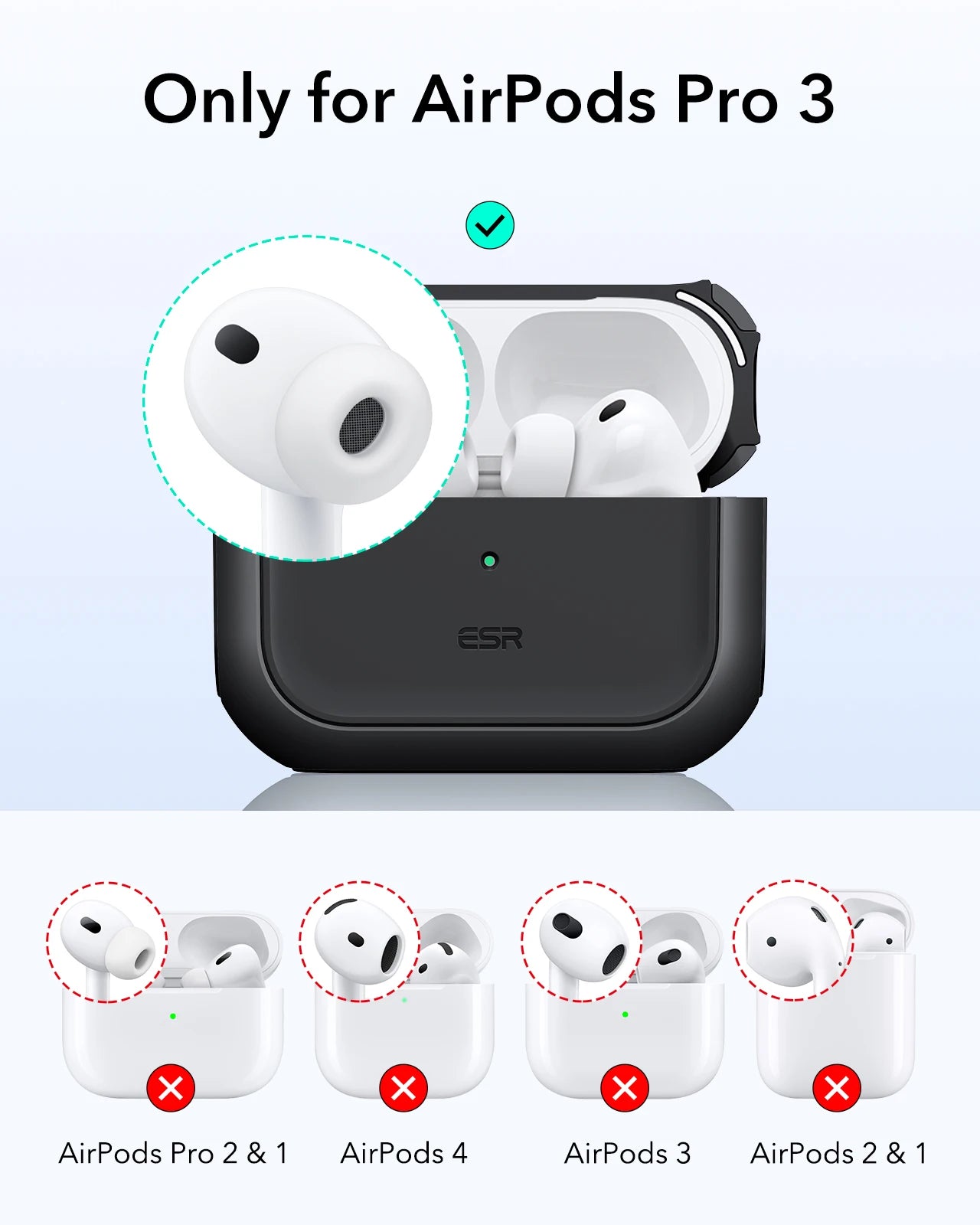 Estuche ESR Premium resistente a caídas para AirPods Pro de 3.ª generación (modelo 2025)