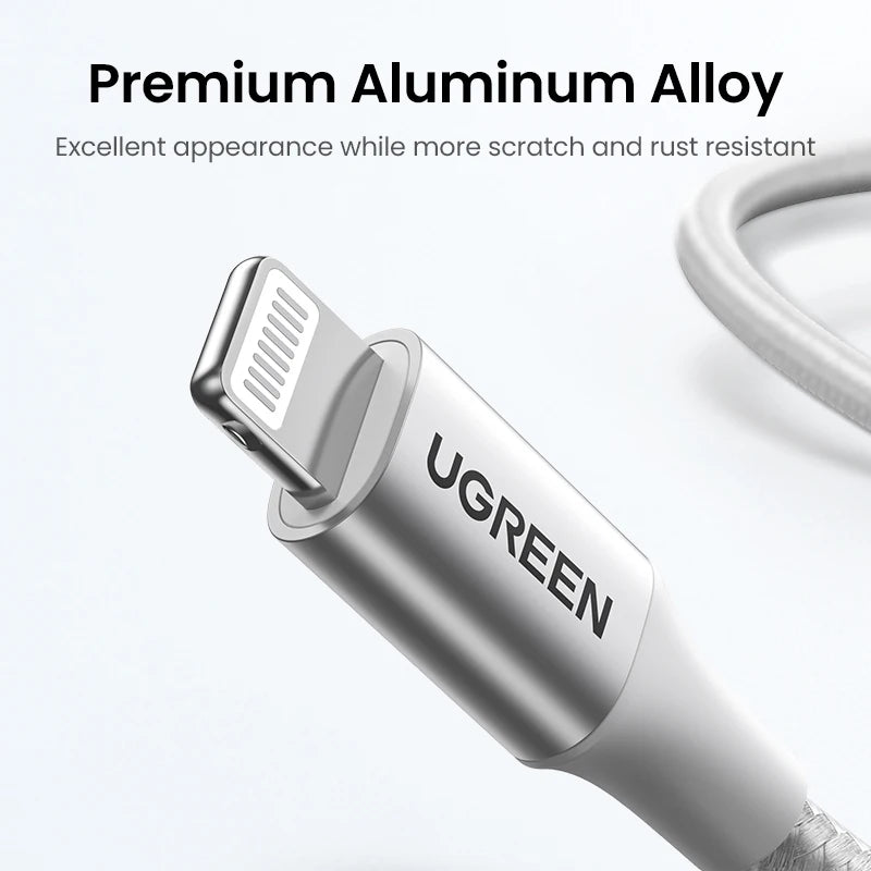 Cable USB-C a Lightning UGREEN con certificación Apple MFi y carga rápida PD de 20 W/30 W para iPhone 14/13/12