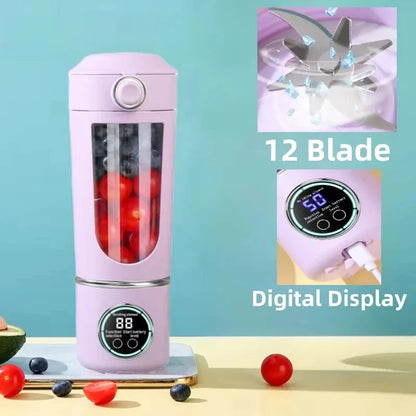 Portable 2-in-1 Juice Maker Blender – 700ml 12-Blade Smoothie Bottle