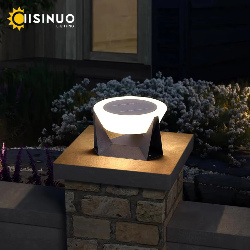 Elegant Solar Pillar Light – Warm White 3000K Outdoor Lighting for Patio, Fence & Landscape
