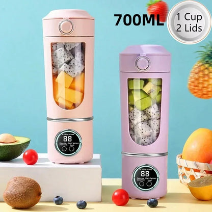 Portable 2-in-1 Juice Maker Blender – 700ml 12-Blade Smoothie Bottle