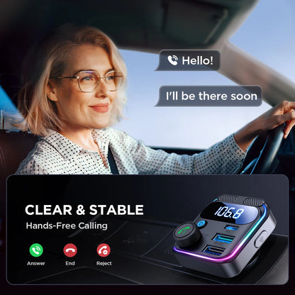 Transmisor FM para coche JOYROOM 48W Bluetooth 5.3 con carga rápida PD y QC3.0 y llamadas manos libres