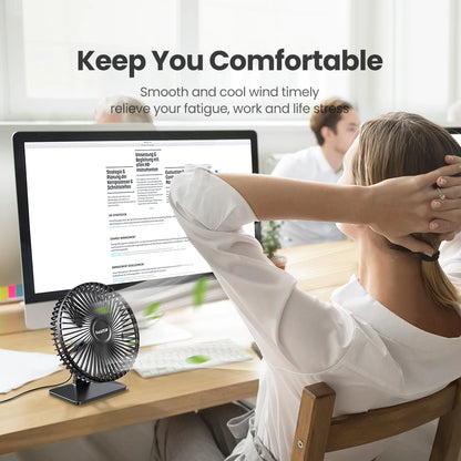 Ventilateur de bureau USB GAIATOP – Ultra silencieux, 4 vitesses, refroidissement réglable