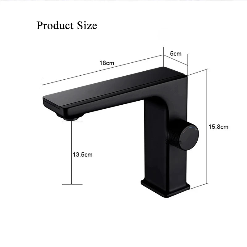 Grifo de lavabo de baño con pantalla digital, grifo inteligente LED de latón para lavabo de montaje en cubierta, mezclador de agua fría y caliente, grifo de tocador