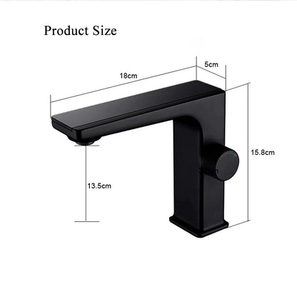 Grifo de lavabo de baño con pantalla digital, grifo inteligente LED de latón para lavabo de montaje en cubierta, mezclador de agua fría y caliente, grifo de tocador