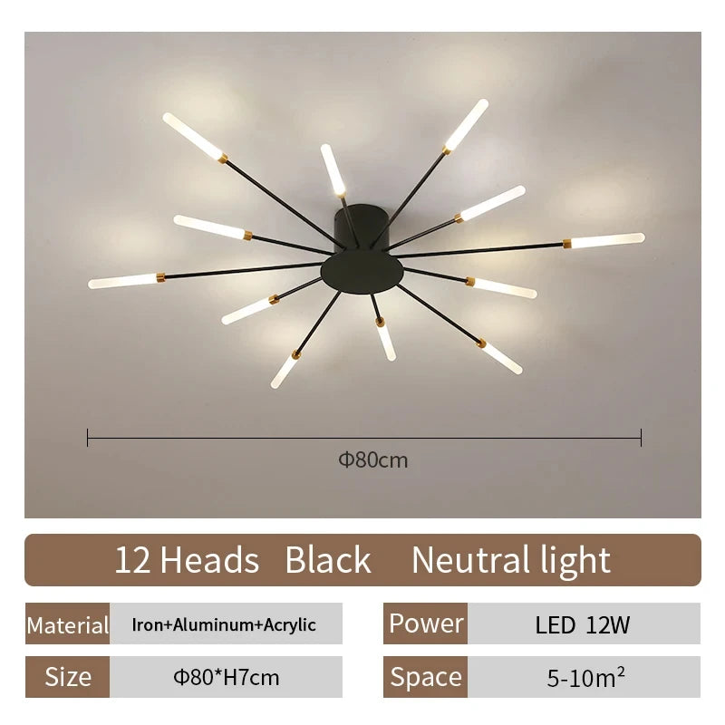 Modern Nordic LED Ceiling Light – Fireworks Style Living Room Chandelier