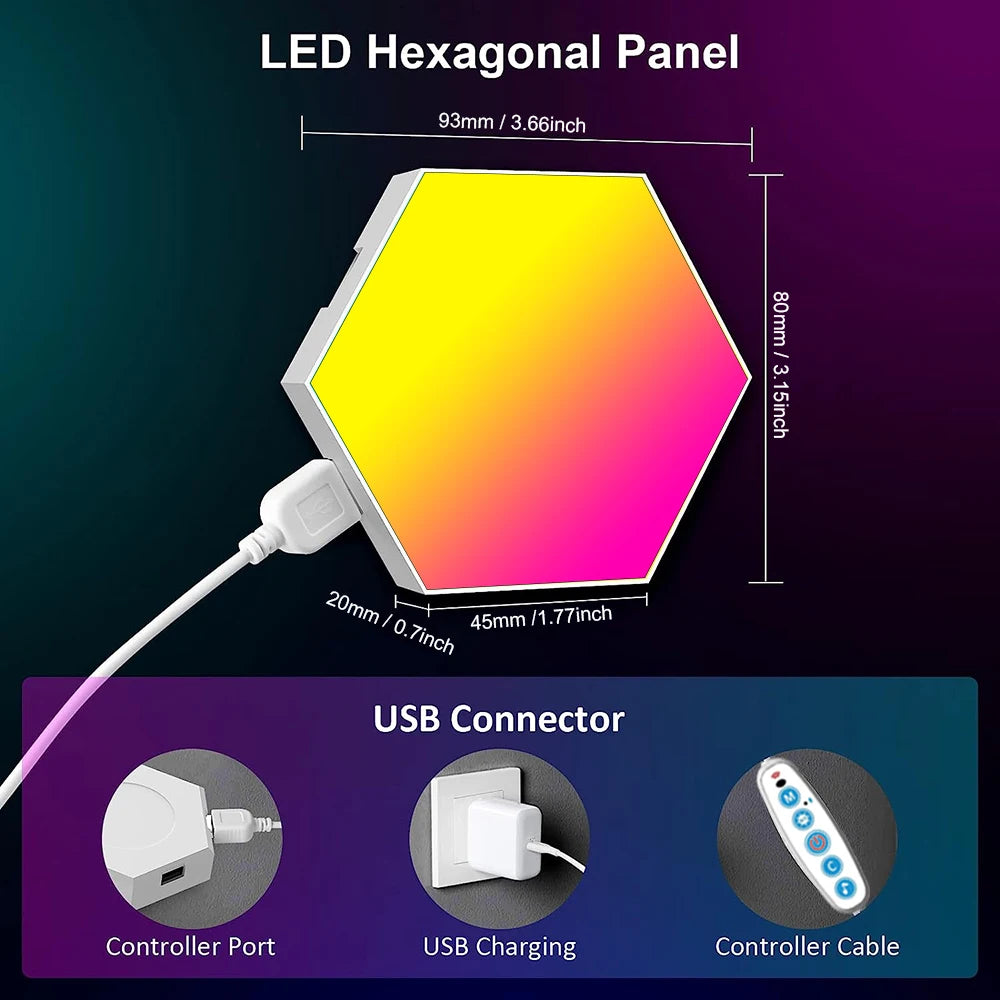 RGB Smart Hexagon Wall Lights – App Control Music Sync Ambient Lamp