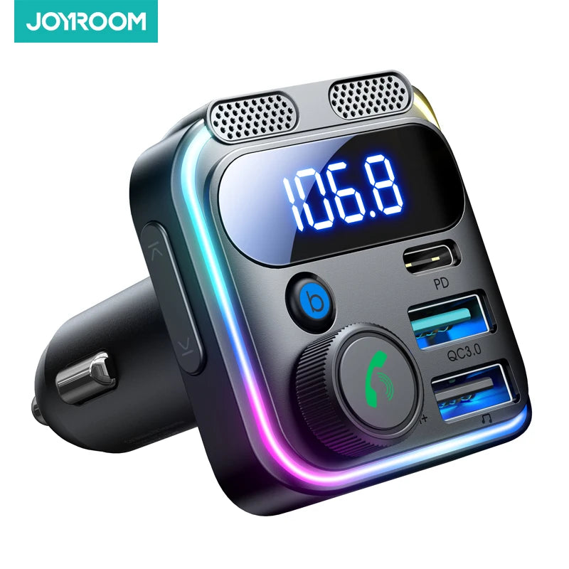 Transmisor FM para coche JOYROOM 48W Bluetooth 5.3 con carga rápida PD y QC3.0 y llamadas manos libres
